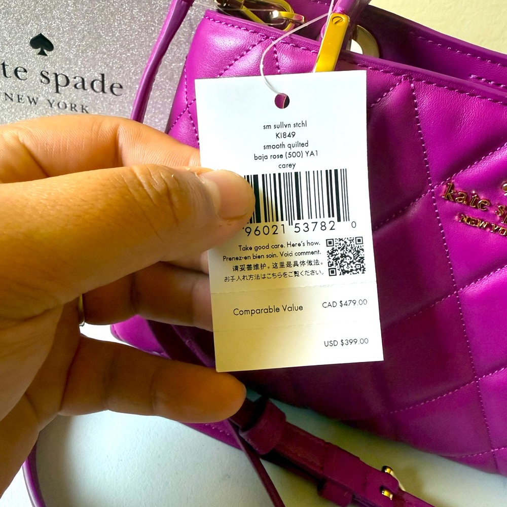 Kate Spade Magenta Quilted Purse w/Gold hardware - Picture 3 of 14
